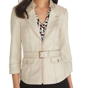 White House Black Market 3/4 Sleeve Short Trench Blazer Jacket Sz 12